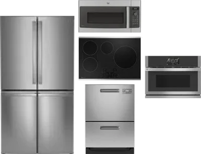 5 Piece Package Includes Refrigerator, Cooktop, Wall Oven, Microwave And Dishwasher